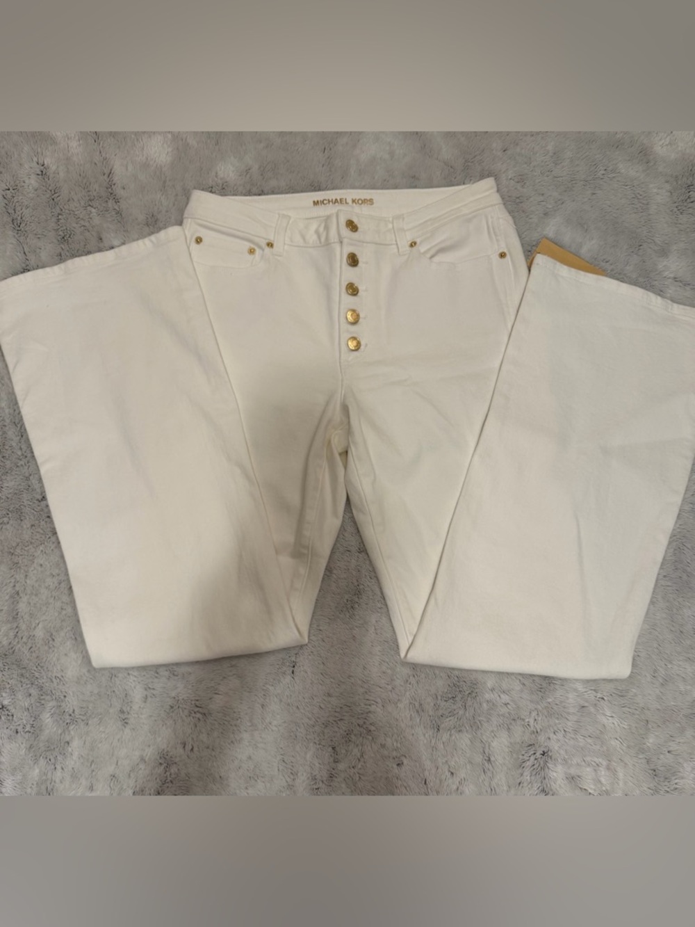 Michael Kors White High-Rise Button-Fly Jeans